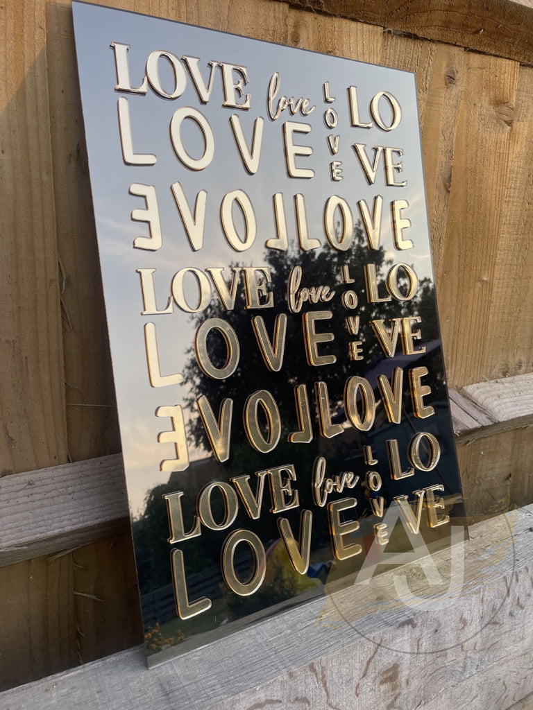 LOVE Layered Acrylic Mirror Wall Sign