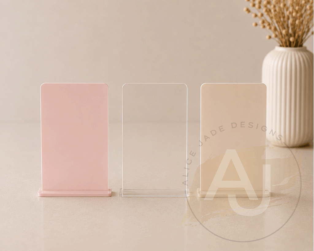 Mini Acrylic Rectangle Signs | Small Freestanding Sign | Market Display Sign | Modern Acrylic Place Card