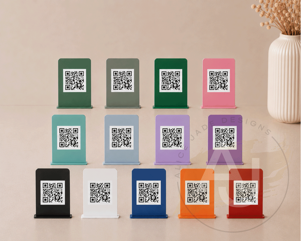 Modern Acrylic QR Code Sign | Mini Freestanding QR Display | Small Business Payment Sign | Market Stall QR Stand