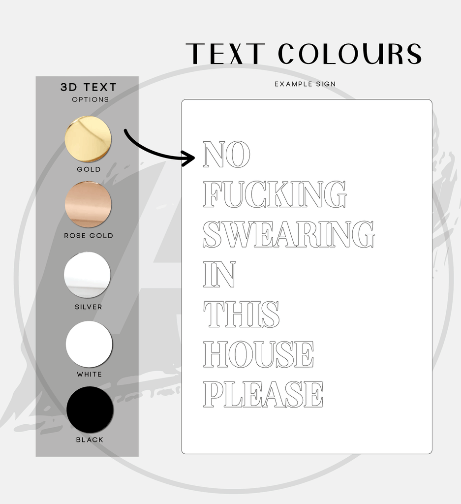 Wall Art 3D Quote Acrylic Sign | 'No Fucking Swearing In This House Please'