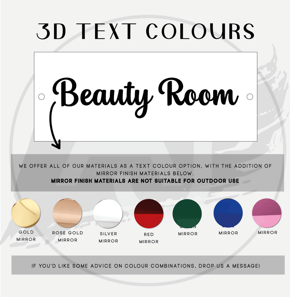 Personalised Room Door Sign | Custom Acrylic Plaque with 3D Text | Salon, Spa, Lodge & Home Decor