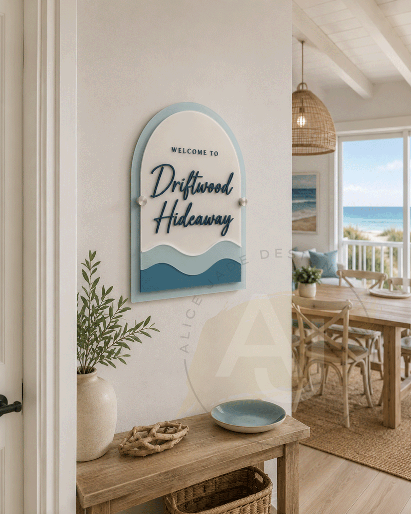 Personalised Coastal Acrylic House Sign