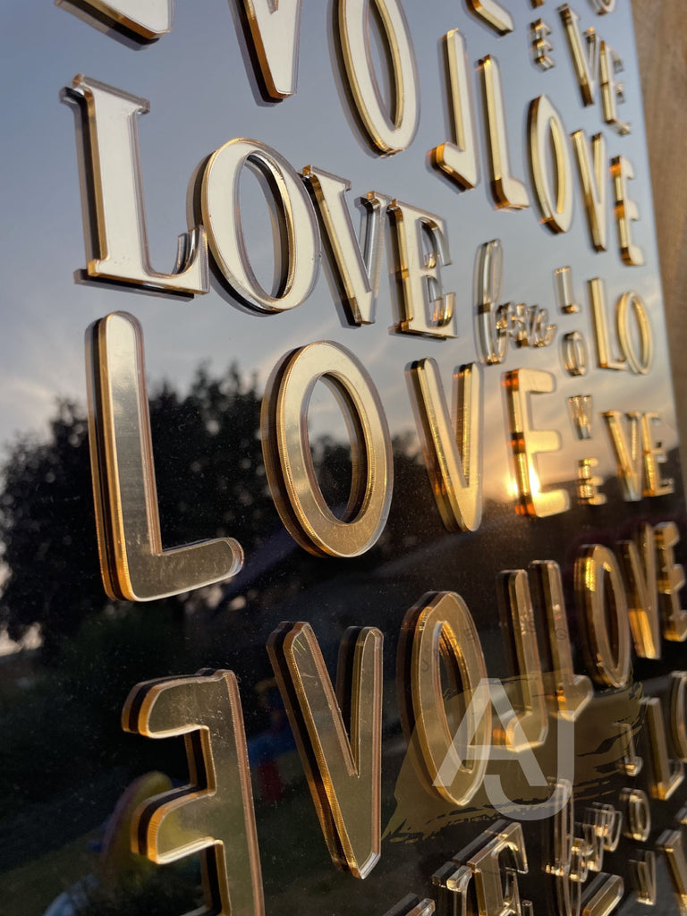 LOVE Layered Acrylic Mirror Wall Sign