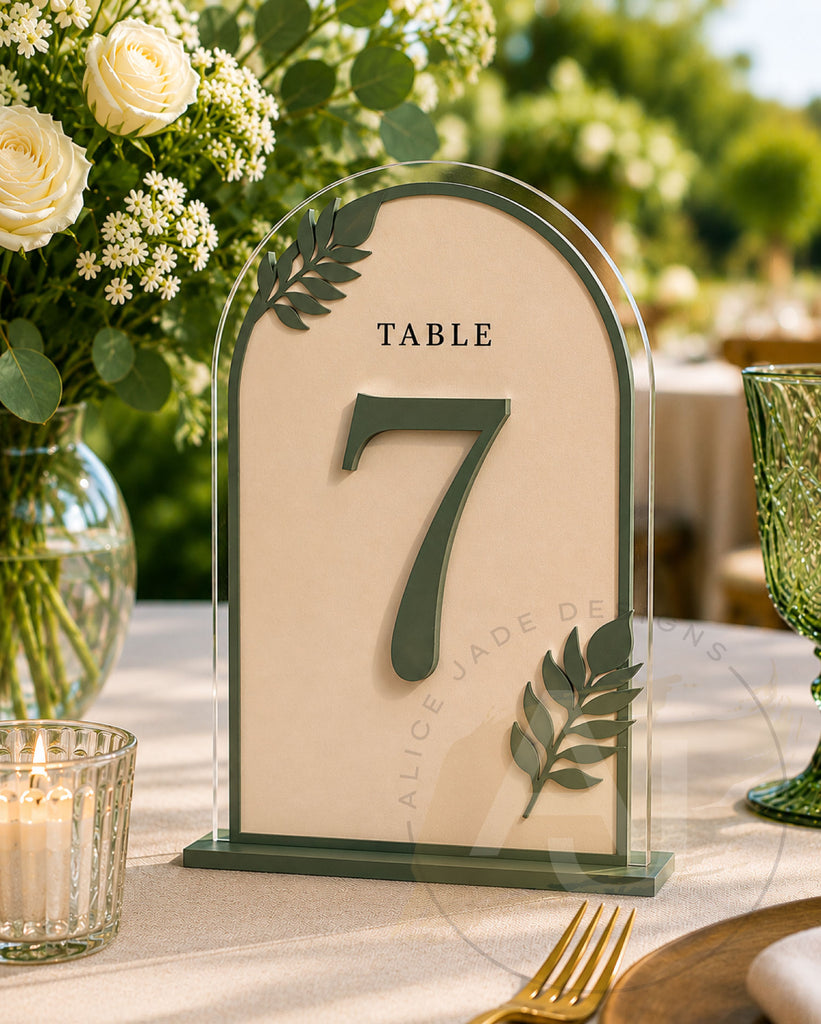 Botanical Arch Acrylic Table Numbers | Wedding Reception Decor
