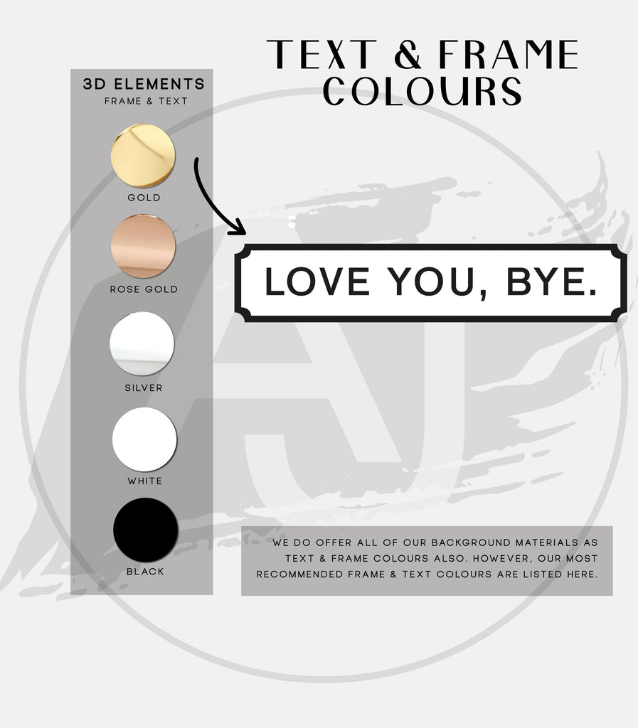 Love You, Bye Street Style Acrylic Sign