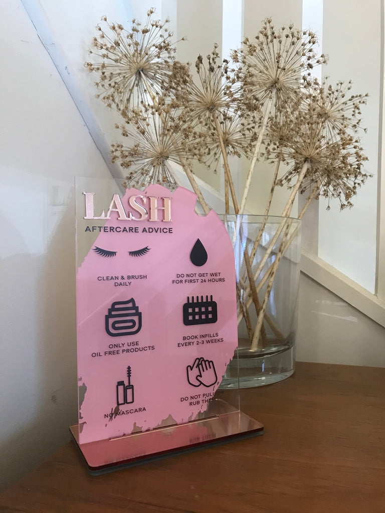 Lash Aftercare Acrylic Sign | Beauty Sign | Business Sign | Spa Sign | Salon Sign | Salon Decor | Paint Wash |