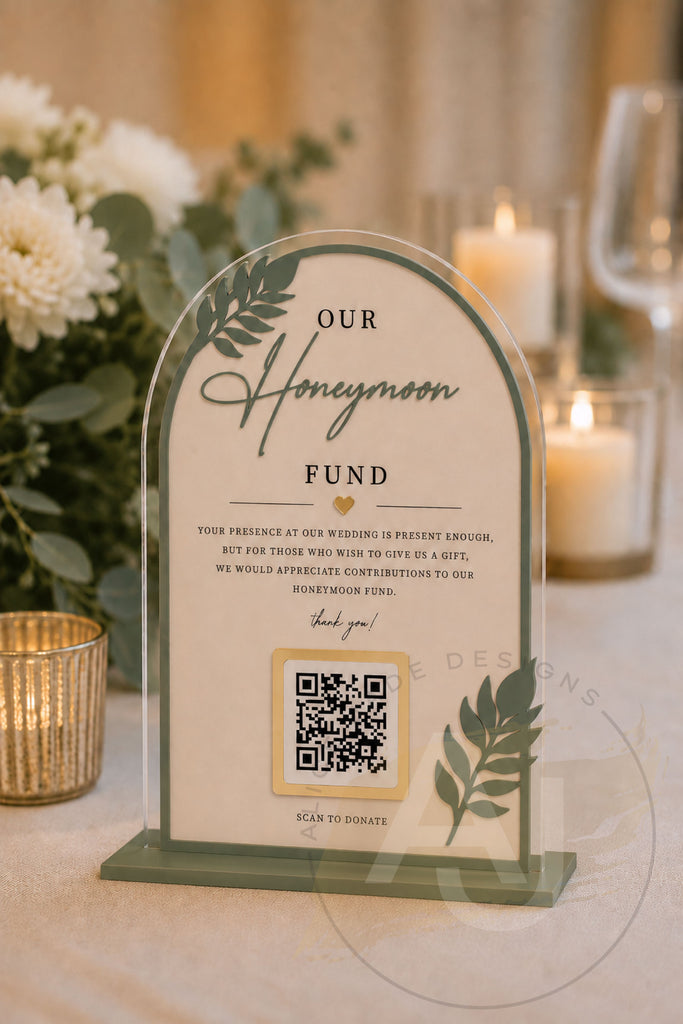 Honeymoon Fund/ Wedding Gift QR code Wedding Acrylic Sign