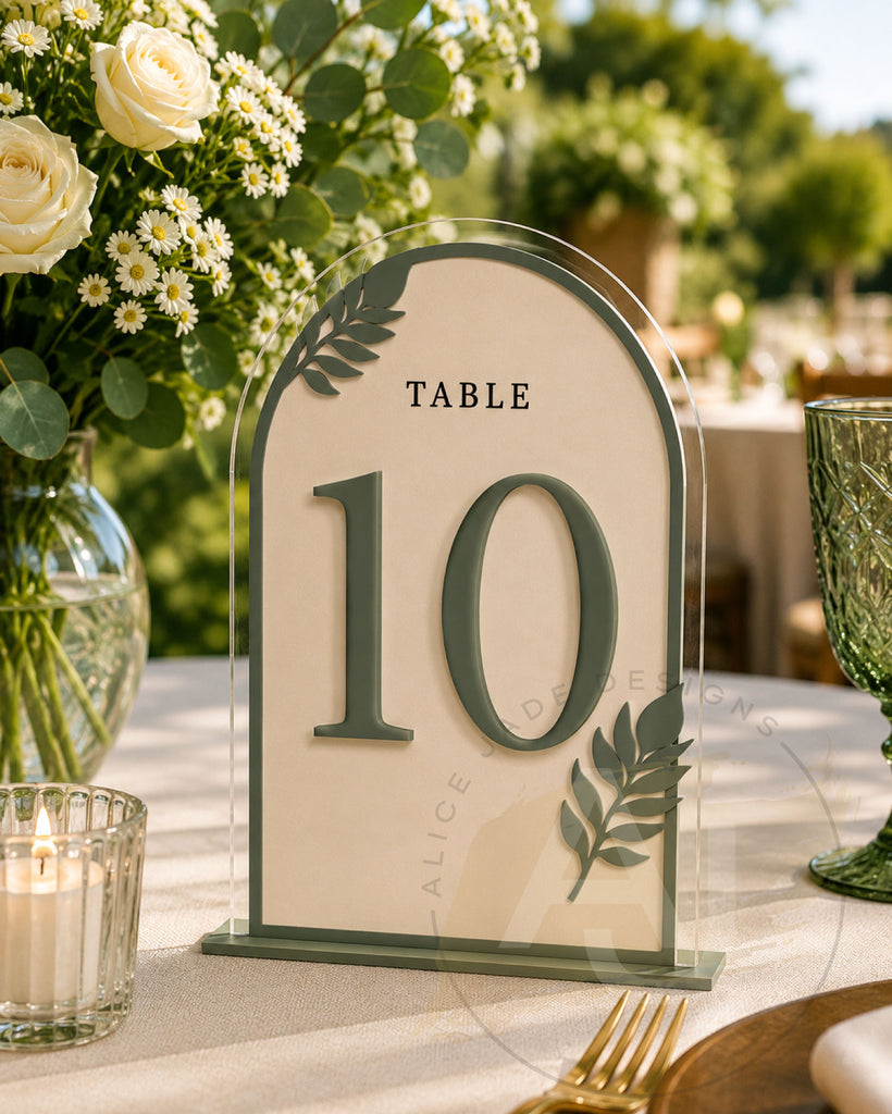Botanical Arch Acrylic Table Numbers | Wedding Reception Decor