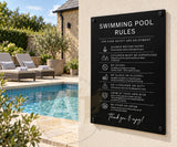 Custom Swimming Pool Rules Plaque | Personalised Outdoor Acrylic Sign for Airbnb & Holiday Rentals