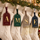 Personalised Acrylic Christmas Stocking Tag with Gold Mirror Initial and Name