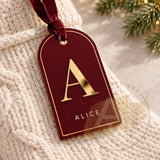 Personalised Acrylic Christmas Stocking Tag with Gold Mirror Initial and Name