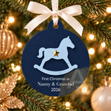 Personalised Rocking Horse Christmas Decoration, Custom Bauble, Baby’s First Christmas New Grandparents Keepsake