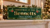 Personalised Christmas Table Sign – Family Chaos – Acrylic Decoration with Gold Mirror Details