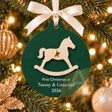 Personalised Rocking Horse Christmas Decoration, Custom Bauble, Baby’s First Christmas New Grandparents Keepsake