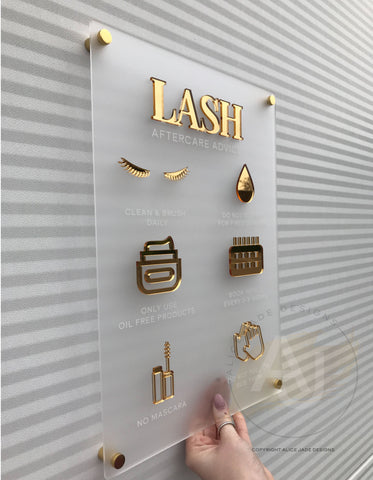 Lash Aftercare Advice Acrylic A3 Wall Sign | Beauty Sign | Business Sign | Spa Sign | Salon Sign | Salon Decor