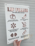 Lip Filler Aftercare Advice Acrylic A3 Wall Sign | Beauty Sign | Business Sign | Spa Sign | Salon Sign | Salon Decor