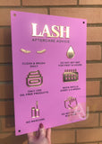 Lash Aftercare Advice Acrylic A3 Wall Sign | Beauty Sign | Business Sign | Spa Sign | Salon Sign | Salon Decor