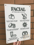 Facial Aftercare Advice Acrylic A3 Wall Sign | Beauty Sign | Business Sign | Spa Sign | Salon Sign | Salon Decor