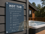 Custom Hot Tub Rules Plaque | Personalised Outdoor Acrylic Sign for Airbnb & Holiday Rentals