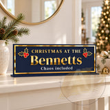 Personalised Christmas Table Sign – Family Chaos – Acrylic Decoration with Gold Mirror Details