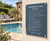 Custom Swimming Pool Rules Plaque | Personalised Outdoor Acrylic Sign for Airbnb & Holiday Rentals