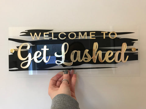 Personalised Welcome Sign | Acrylic 3D | Paint Wash | Salon Sign | Business Sign | Wall Sign