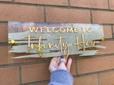 Personalised Welcome Sign | Acrylic 3D | Paint Wash | Salon Sign | Business Sign | Wall Sign