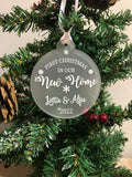 Personalised First Christmas in our New Home Couples Tree Frosted Bauble Decoration Gift