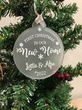 Personalised First Christmas in our New Home Couples Tree Frosted Bauble Decoration Gift