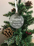 Personalised First Christmas Engaged Couples Tree Frosted Bauble Decoration Wedding Gift