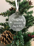 Personalised First Christmas Engaged Couples Tree Frosted Bauble Decoration Wedding Gift