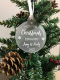 Personalised First Christmas Engaged Couples Tree Frosted Bauble Decoration Wedding Gift