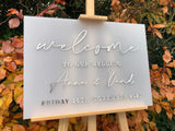 Personalised Acrylic Welcome Wedding Sign | Event sign | Party sign |